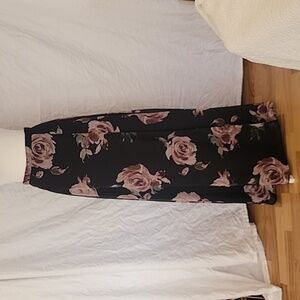Windsor Black and Pink Floral Maxi Skirt